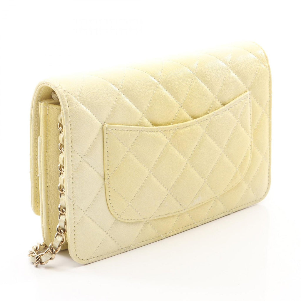 Chanel Shoulder Bag Quilted Gradient Yellow Caviar Leather Chain Wallet — view 2