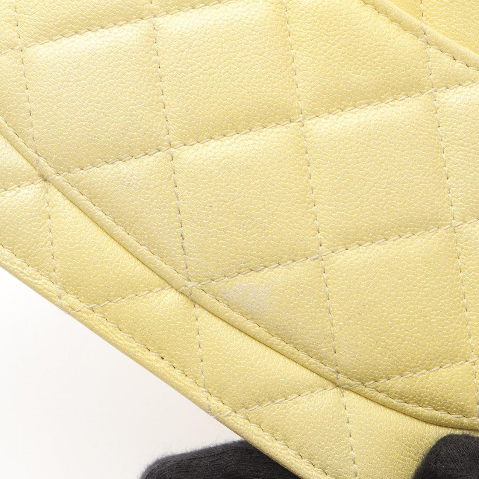 Chanel Shoulder Bag Quilted Gradient Yellow Caviar Leather Chain Wallet — view 8