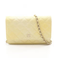 Chanel Shoulder Bag Quilted Gradient Yellow Caviar Leather Chain Wallet