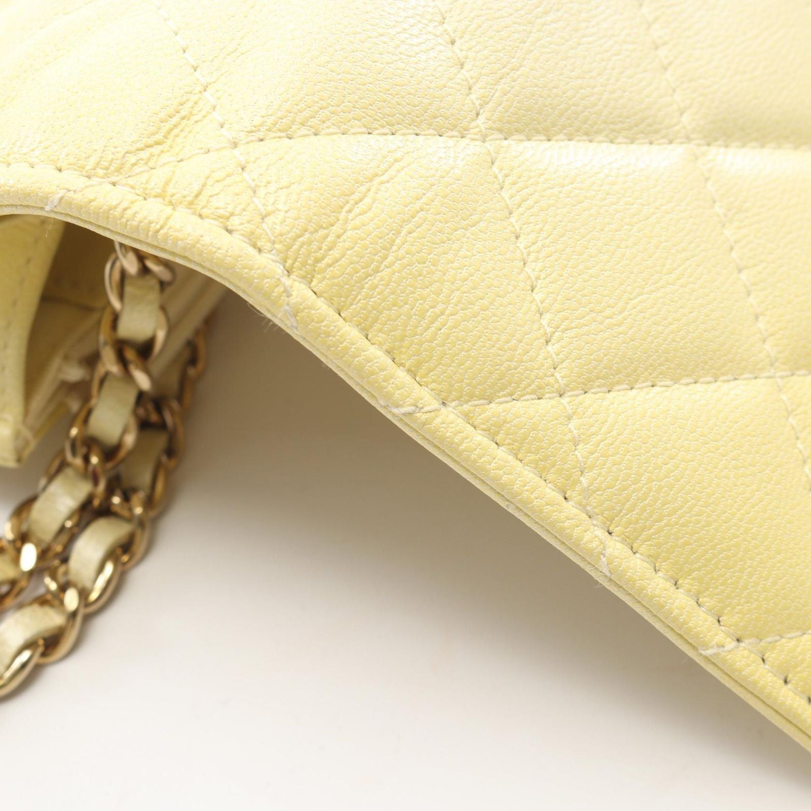 Chanel Shoulder Bag Quilted Gradient Yellow Caviar Leather Chain Wallet — view 7