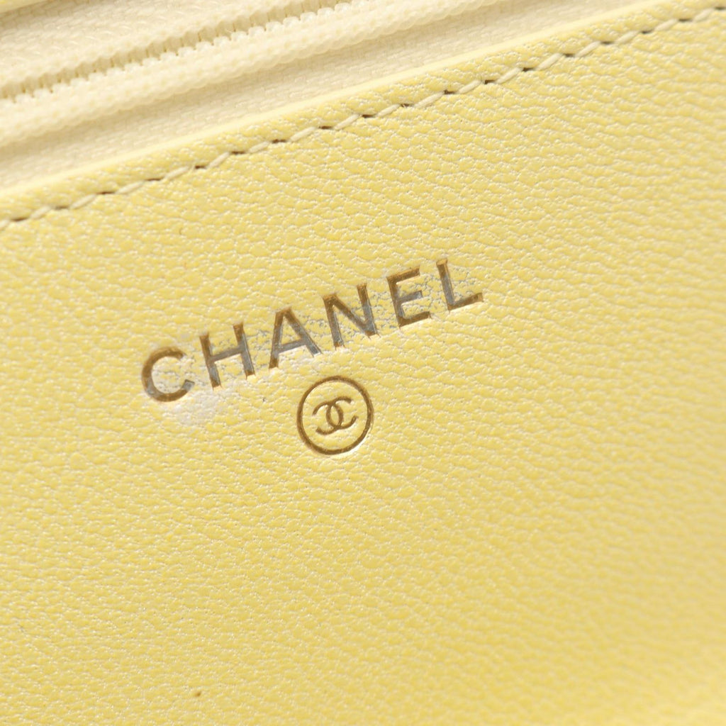 Chanel Shoulder Bag Quilted Gradient Yellow Caviar Leather Chain Wallet — view 4