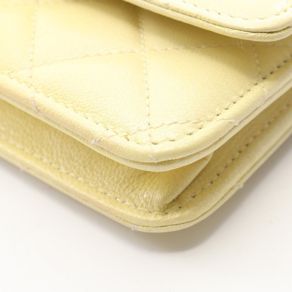 Chanel Shoulder Bag Quilted Gradient Yellow Caviar Leather Chain Wallet — view 9
