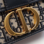 Dior Shoulder Bag 30 Montaigne Oblique Navy Ivory Canvas Leather — view 7