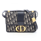 Dior Shoulder Bag 30 Montaigne Oblique Navy Ivory Canvas Leather