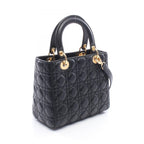 Dior Handbag Lady Dior Cannage 2-Way Black Leather Tote — view 2