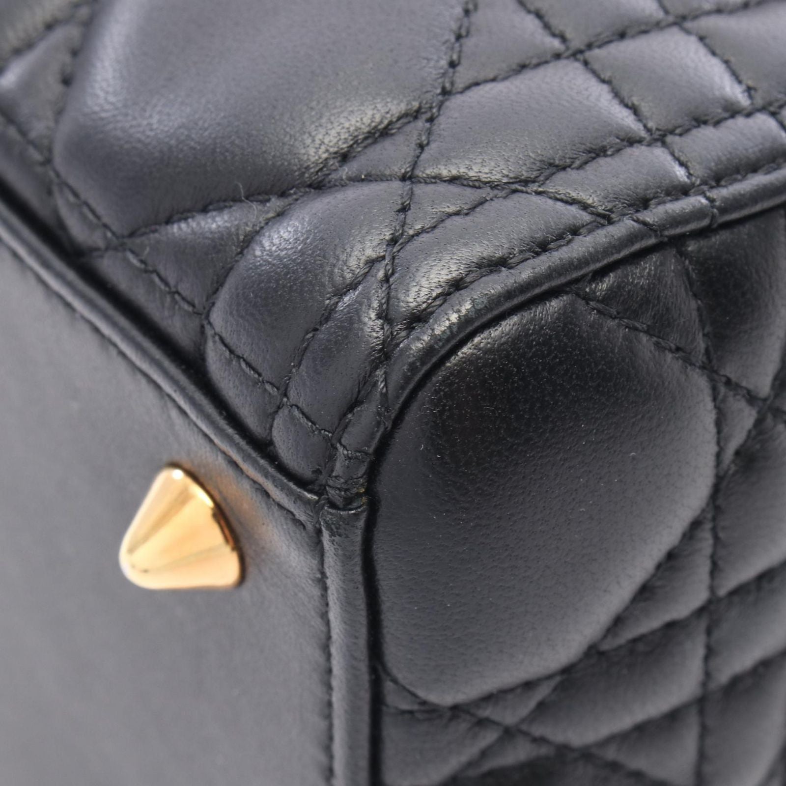 Dior Handbag Lady Dior Cannage 2-Way Black Leather Tote — view 5