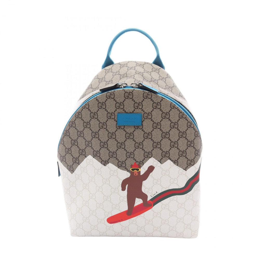Gucci Backpack Children's GG Supreme Beige Brown Multi Canvas Leather