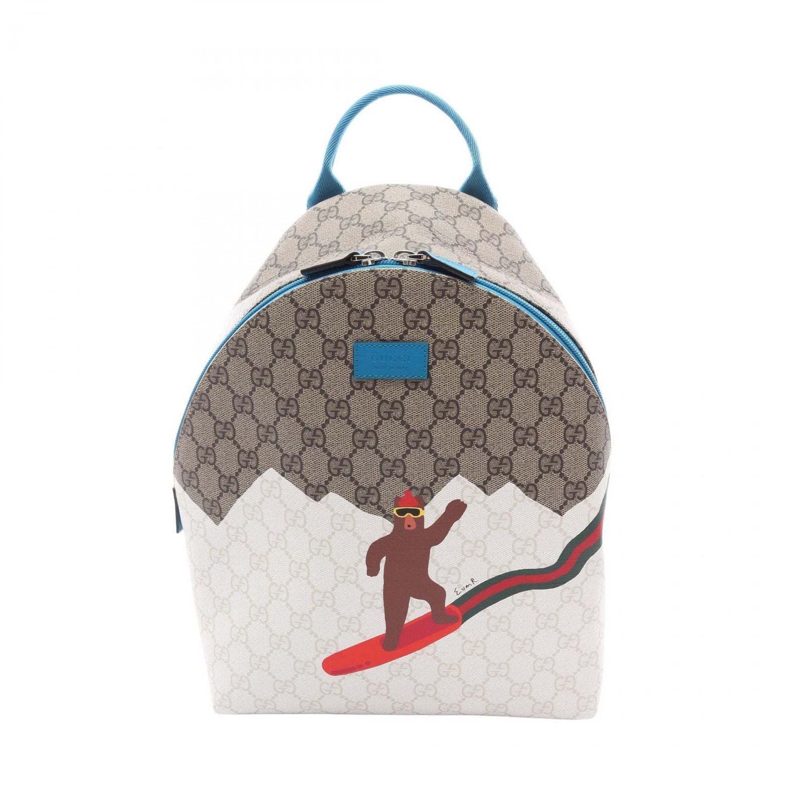 Gucci Backpack Children's GG Supreme Beige Brown Multi Canvas Leather