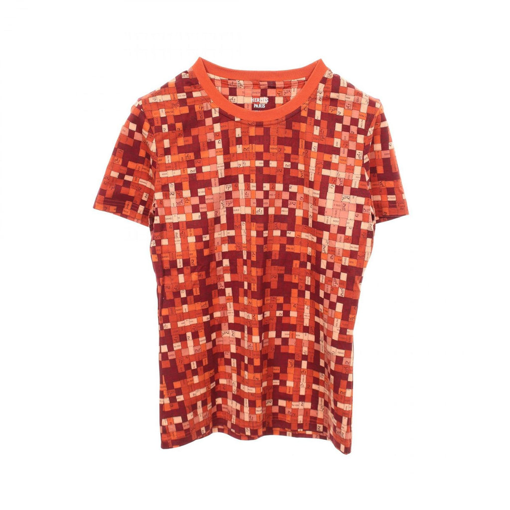 Hermes Short Sleeve T-Shirt Bolduc Check Crew Neck Cotton