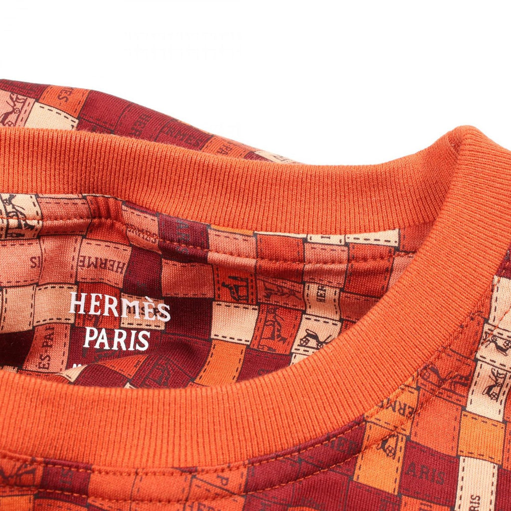 Hermes Short Sleeve T-Shirt Bolduc Check Crew Neck Cotton — view 6