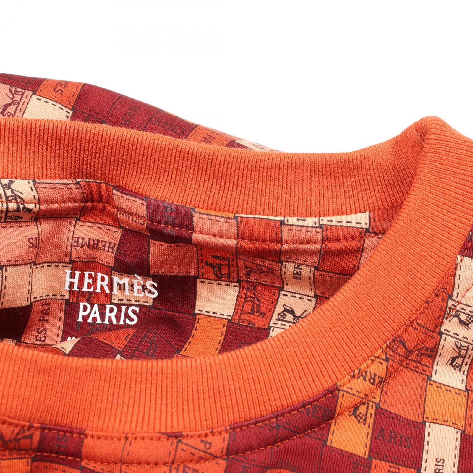 Hermes Short Sleeve T-Shirt Bolduc Check Crew Neck Cotton — view 6