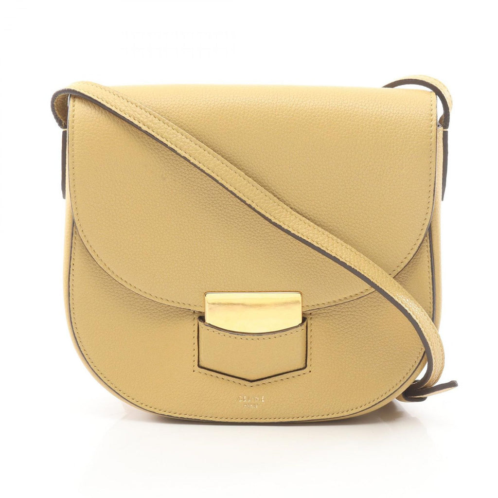 Celine Shoulder Bag Small Trotter Yellow Leather