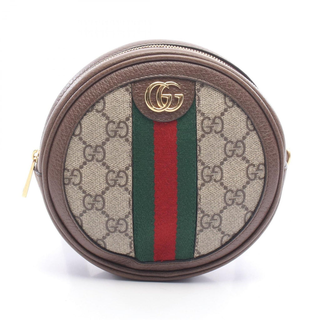 Gucci Backpack Ophidia GG Supreme Beige Brown Green Canvas Leather Mini Round