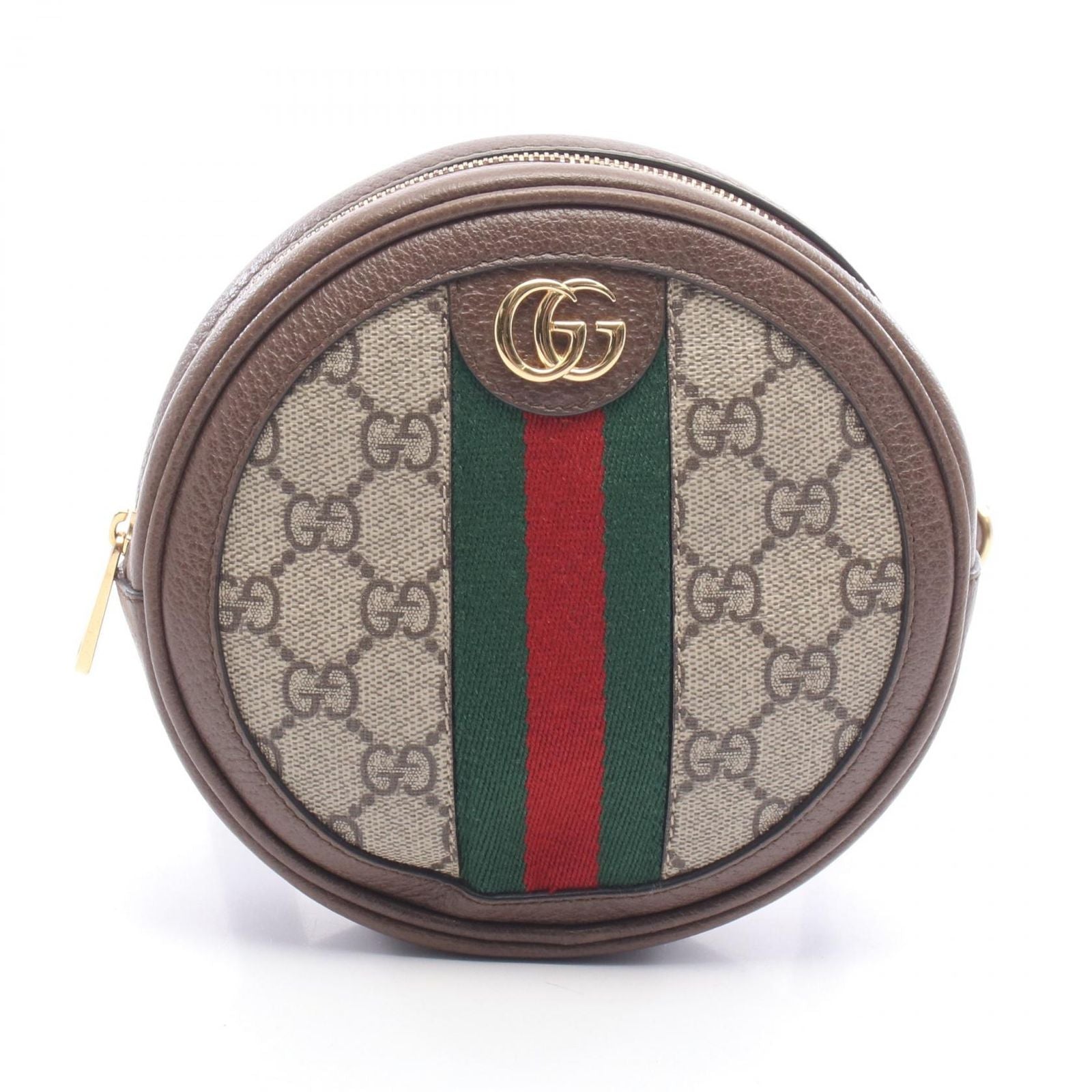 Gucci Backpack Ophidia GG Supreme Beige Brown Green Canvas Leather Mini Round