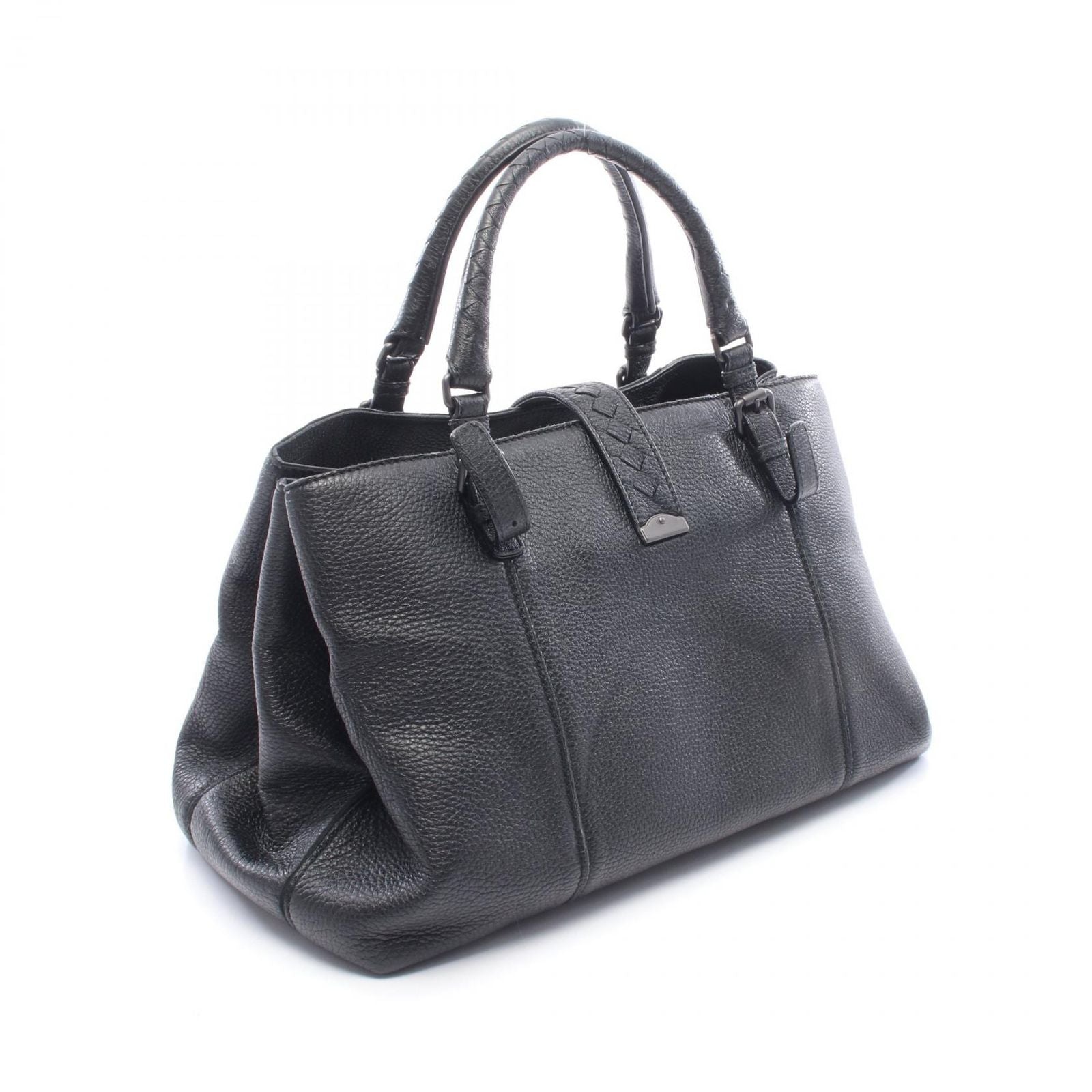 Bottega Veneta Handbag Intrecciato Rome Bag Black Leather — view 2