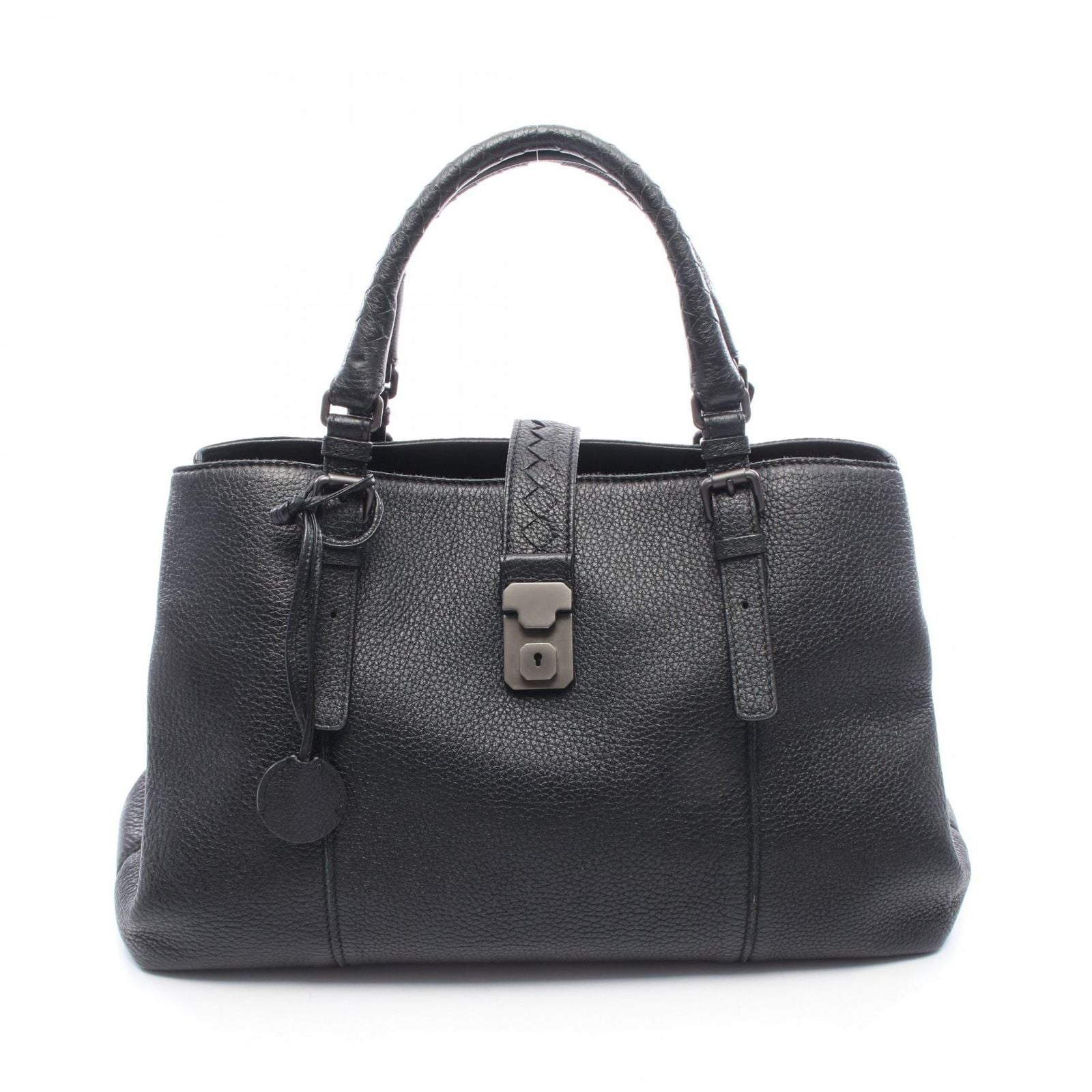 Bottega Veneta Handbag Intrecciato Rome Bag Black Leather