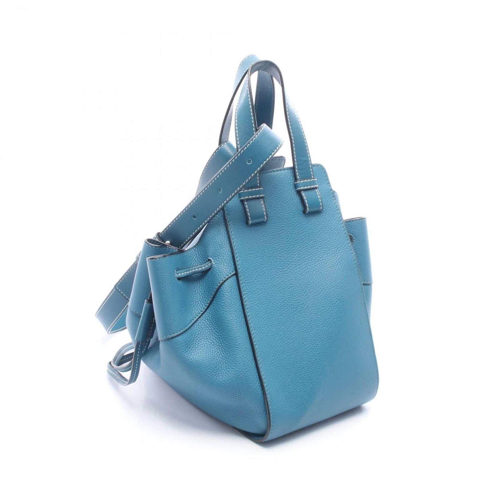 Loewe Handbag Hammock Drawstring Bag Small 2-Way Turquoise Blue Leather — view 2