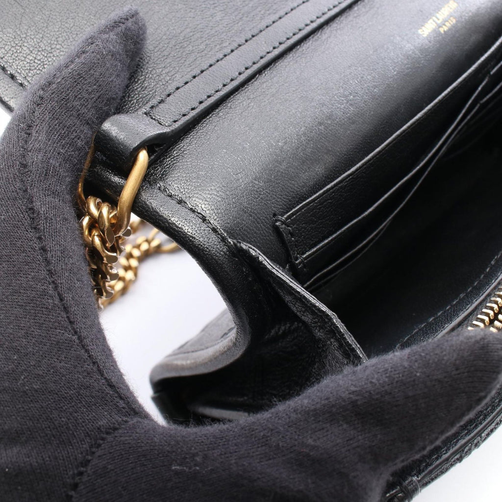 Saint Laurent Paris Shoulder Bag Becky Black Leather Chain Wallet — view 5
