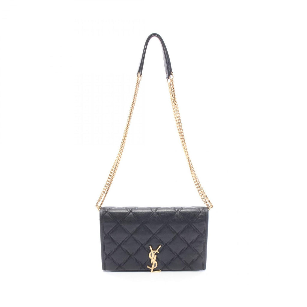 Saint Laurent Paris Shoulder Bag Becky Black Leather Chain Wallet