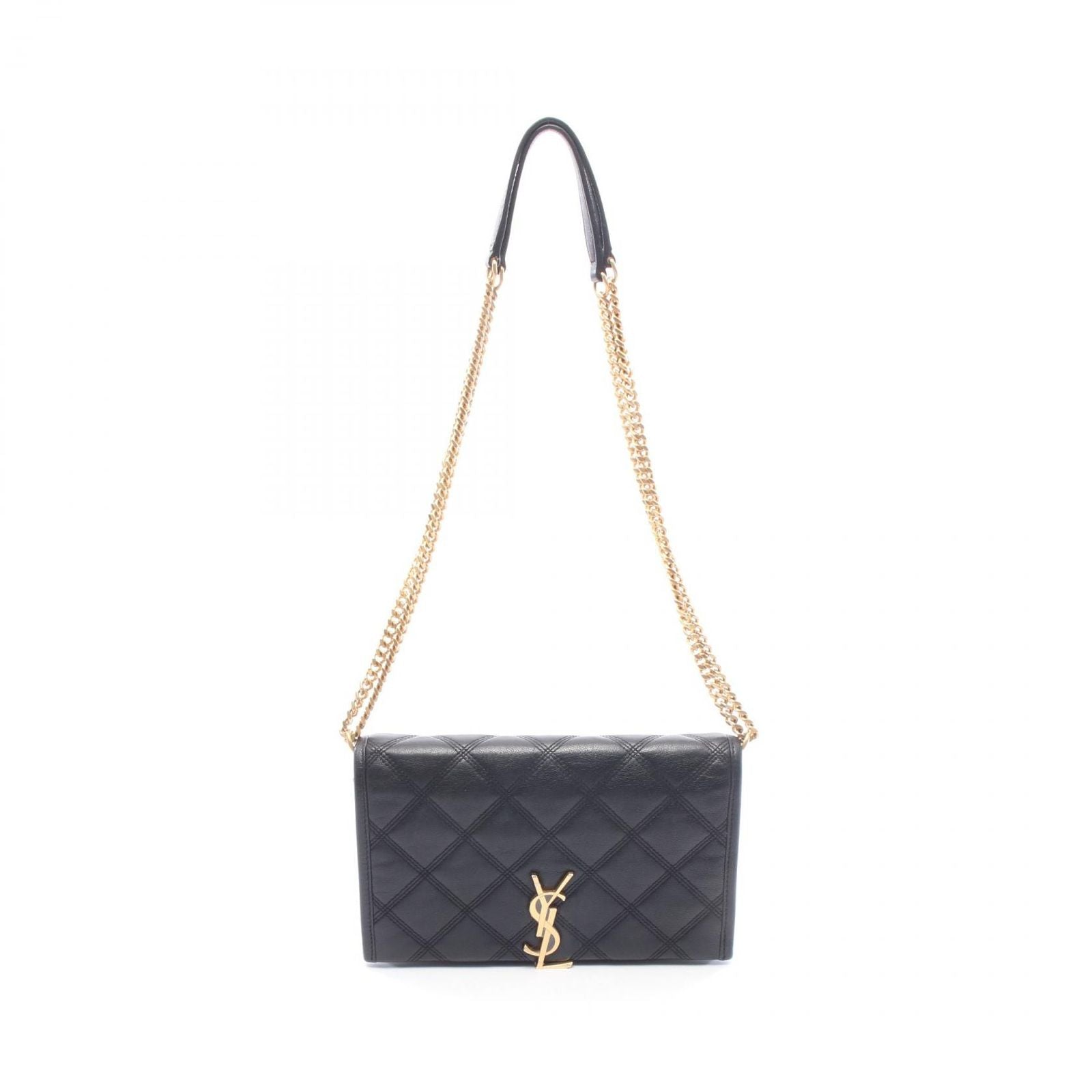 Saint Laurent Paris Shoulder Bag Becky Black Leather Chain Wallet