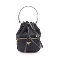 Prada Duet Re-Nylon Bucket Bag 2-Way Black Nylon Saffiano Leather