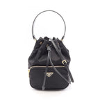 Prada Duet Re-Nylon Bucket Bag 2-Way Black Nylon Saffiano Leather