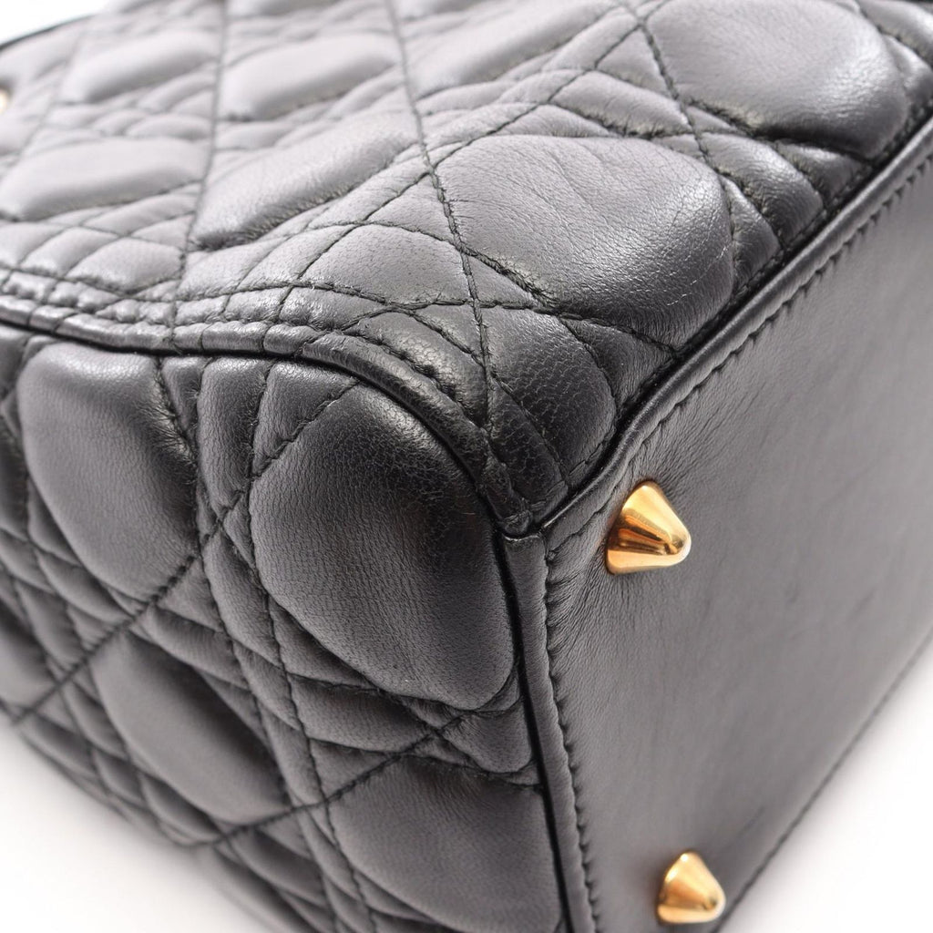 Dior Handbag Lady Dior Cannage 2-Way Black Leather Lady Dior Tote — view 8