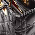 Dior Handbag Lady Dior Cannage 2-Way Black Leather Lady Dior Tote — view 5