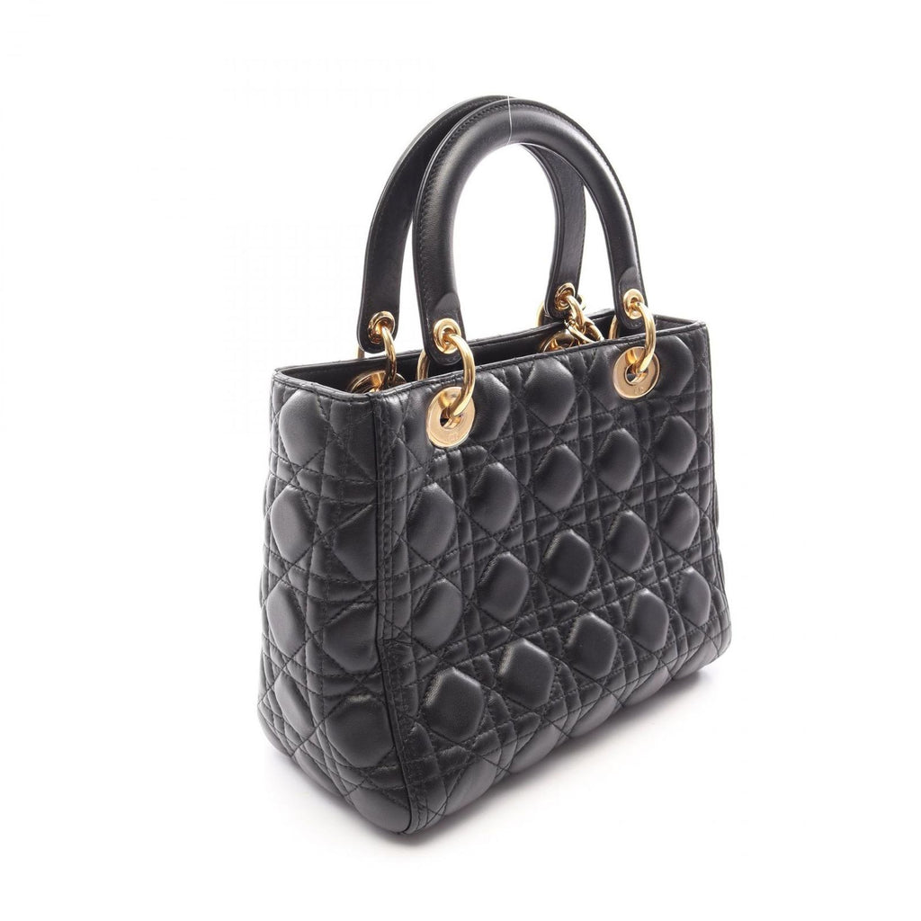 Dior Handbag Lady Dior Cannage 2-Way Black Leather Lady Dior Tote — view 2