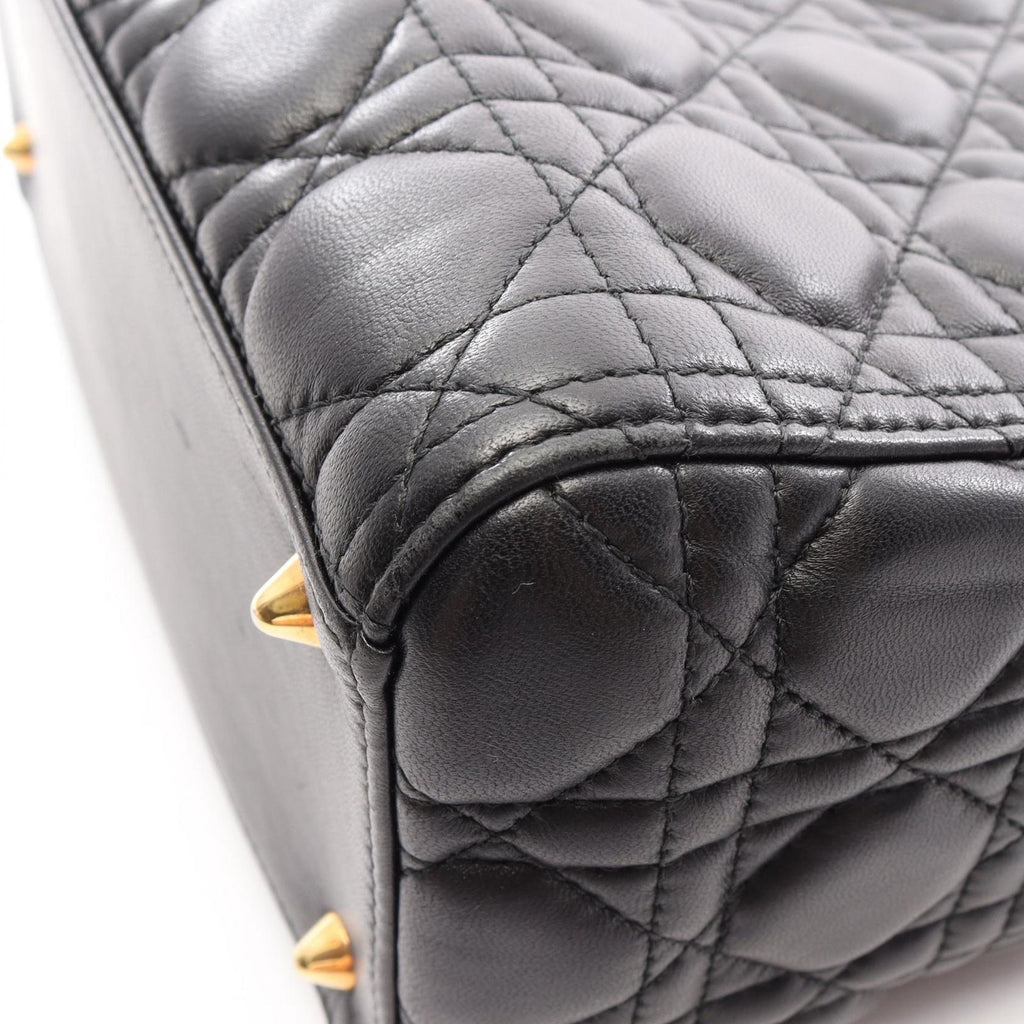 Dior Handbag Lady Dior Cannage 2-Way Black Leather Lady Dior Tote — view 7