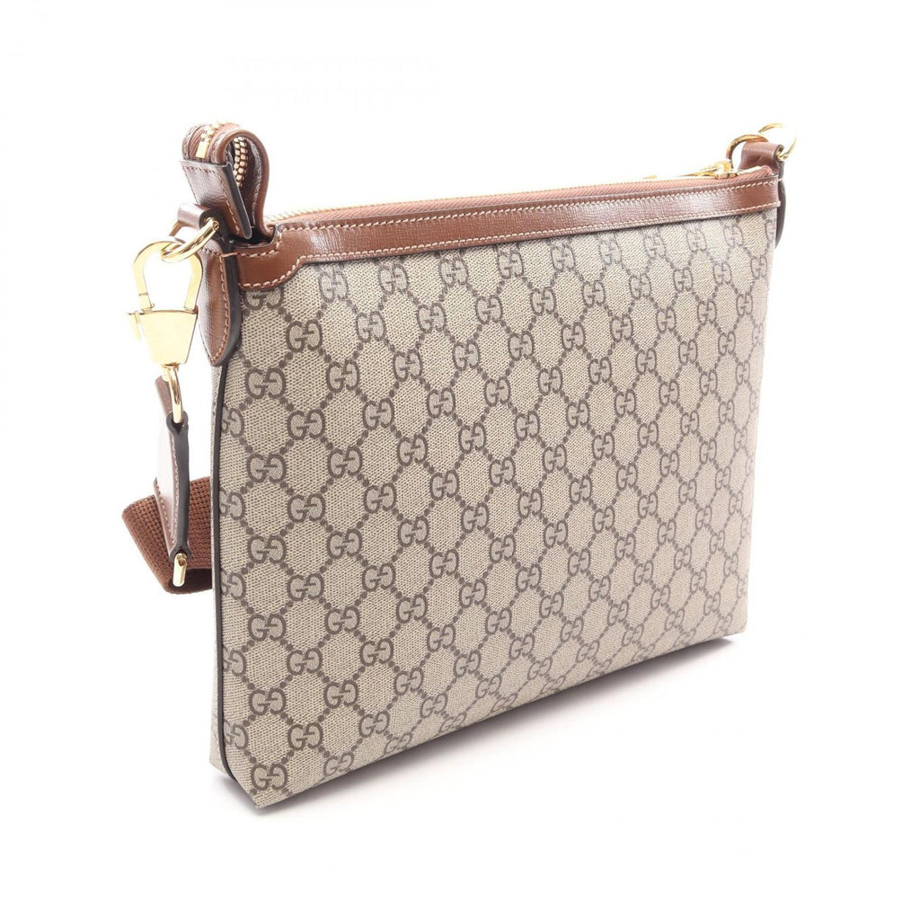 Gucci Shoulder Bag Interlocking GG Supreme Beige Brown Canvas Leather — view 2