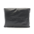 Saint Laurent Paris Clutch Puffy Pouch Black Leather Large