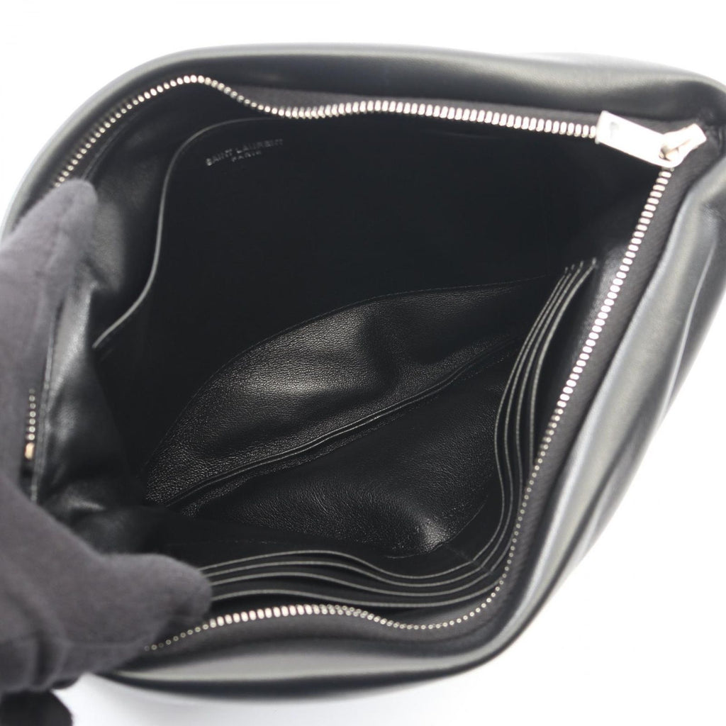 Saint Laurent Paris Clutch Puffy Pouch Black Leather Large — view 3