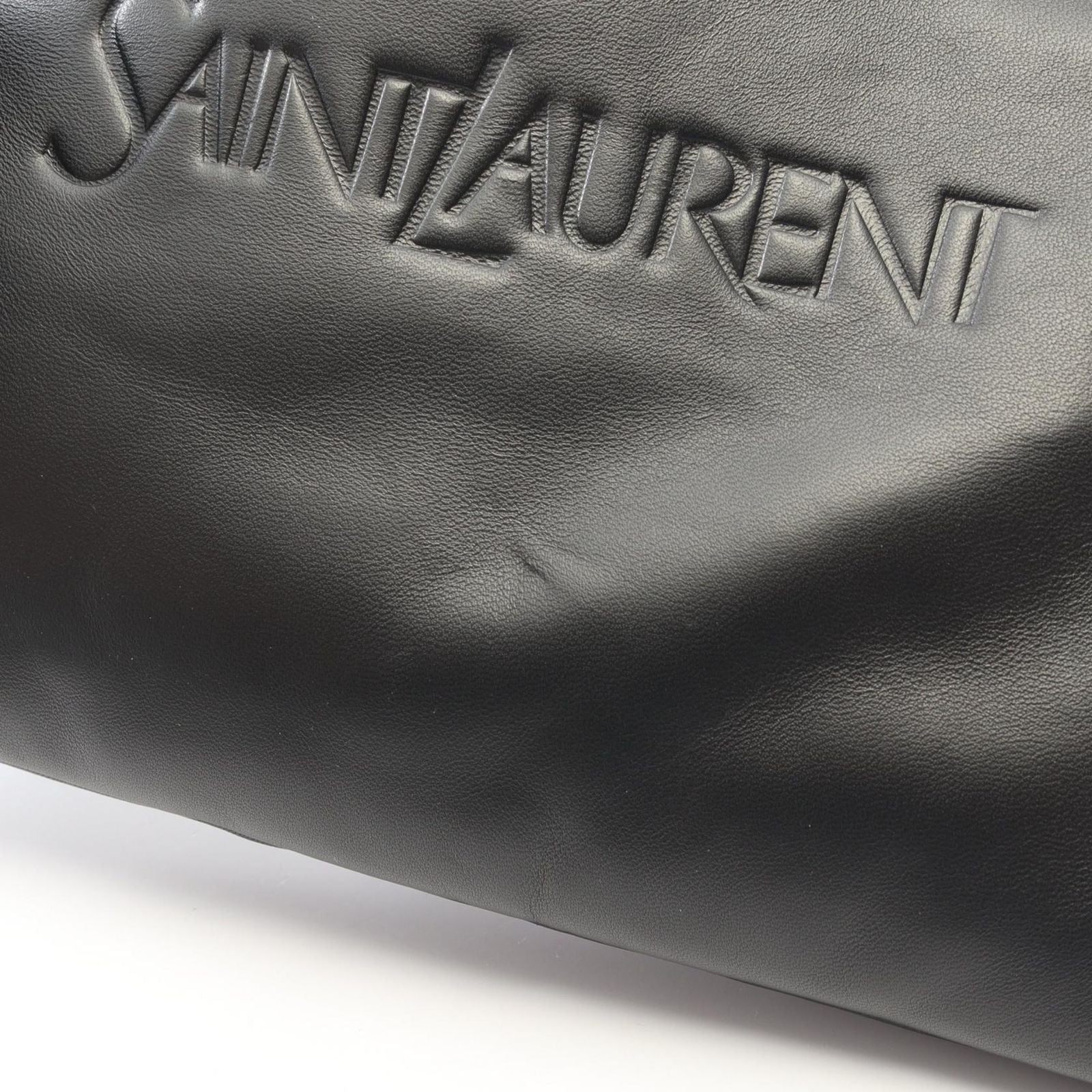 Saint Laurent Paris Clutch Puffy Pouch Black Leather Large — view 6