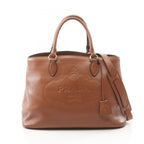 Prada Handbag 2-Way Brown Leather Tote