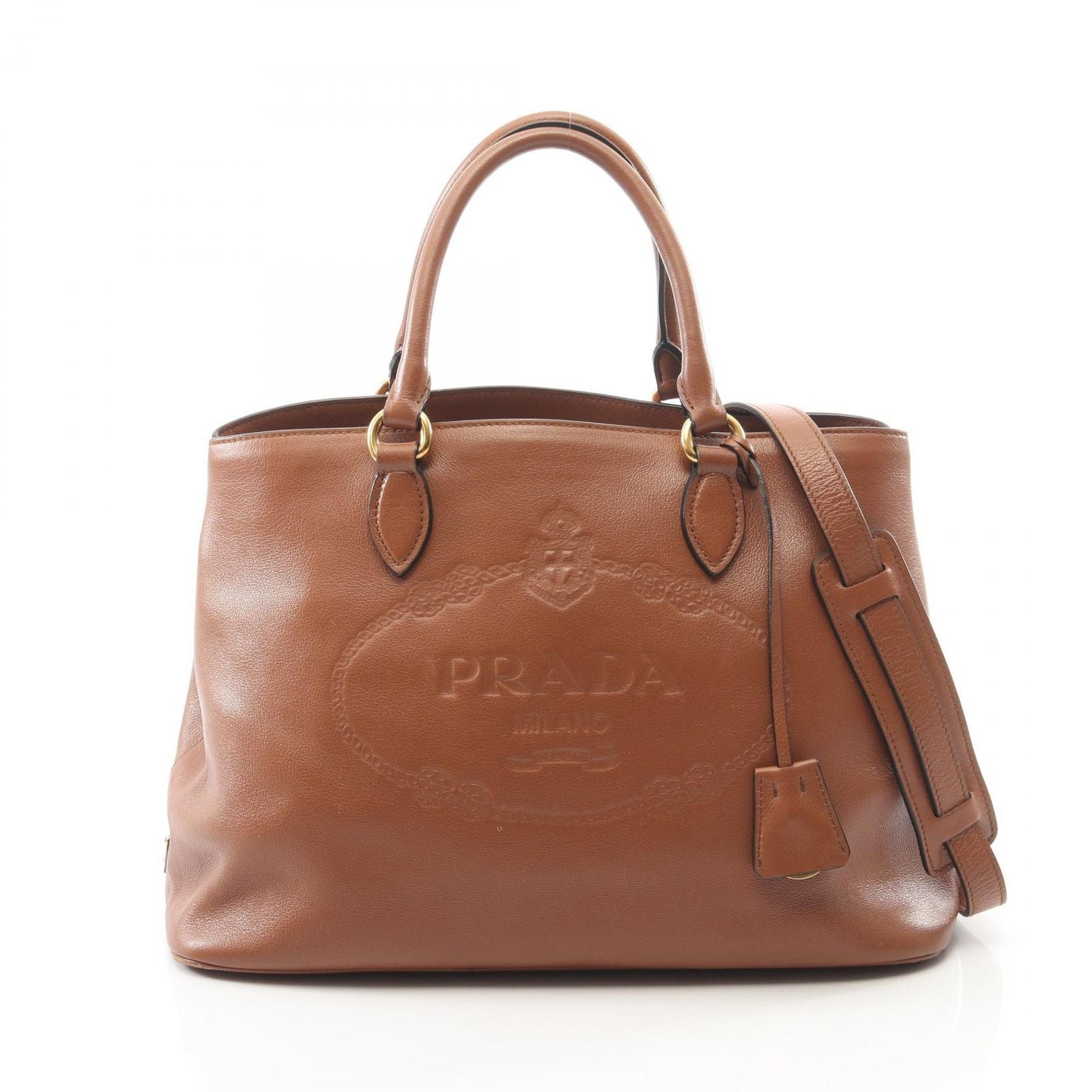 Prada Handbag 2-Way Brown Leather Tote