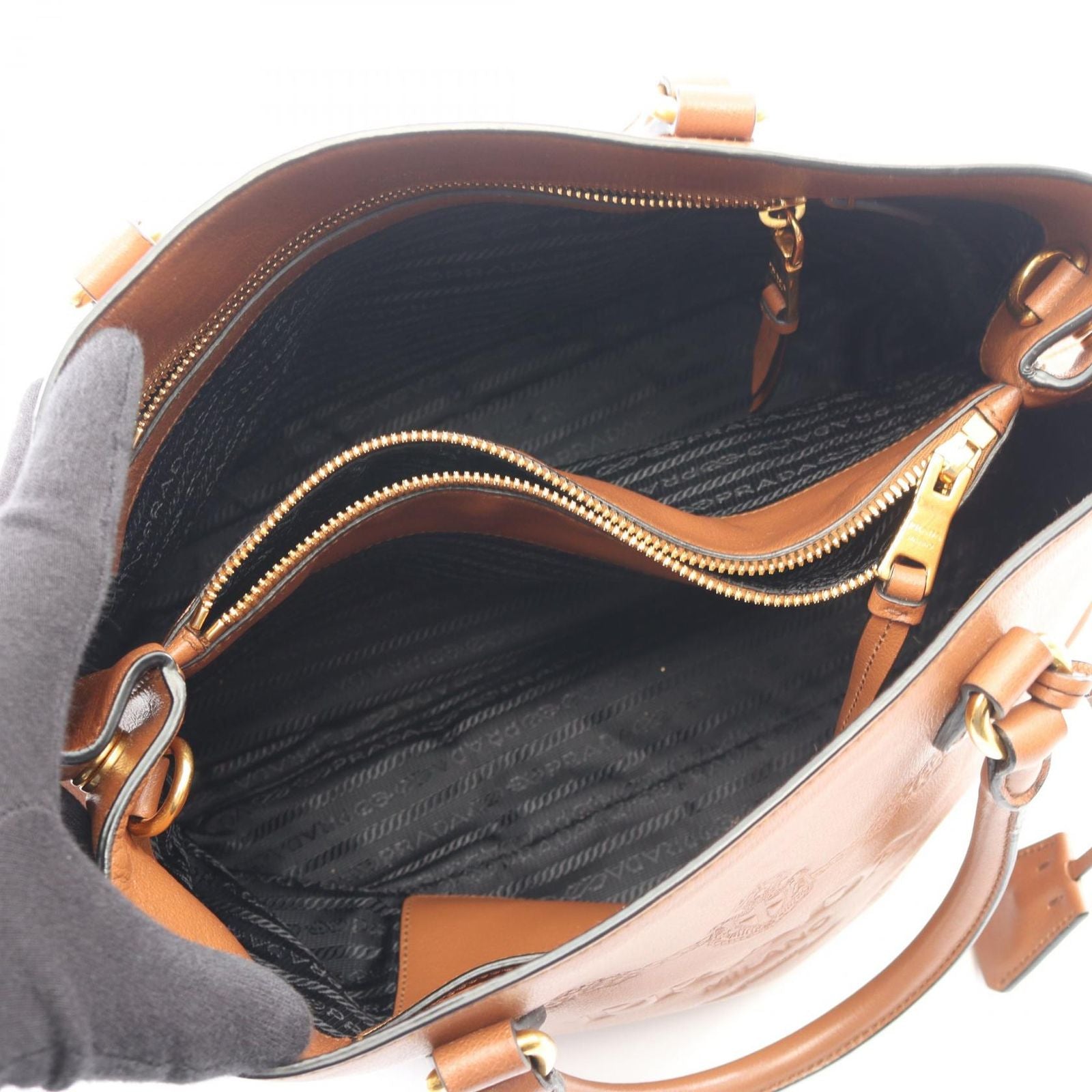 Prada Handbag 2-Way Brown Leather Tote — view 3