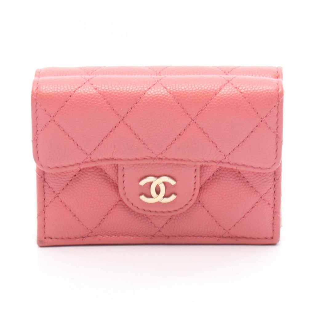 Chanel Trifold Wallet Classic Small Flap Quilted Pink Caviar Leather