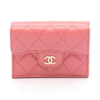 Chanel Trifold Wallet Classic Small Flap Quilted Pink Caviar Leather