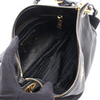 Prada Shoulder Bag Vitello Daino Black Leather Metal Logo — view 3
