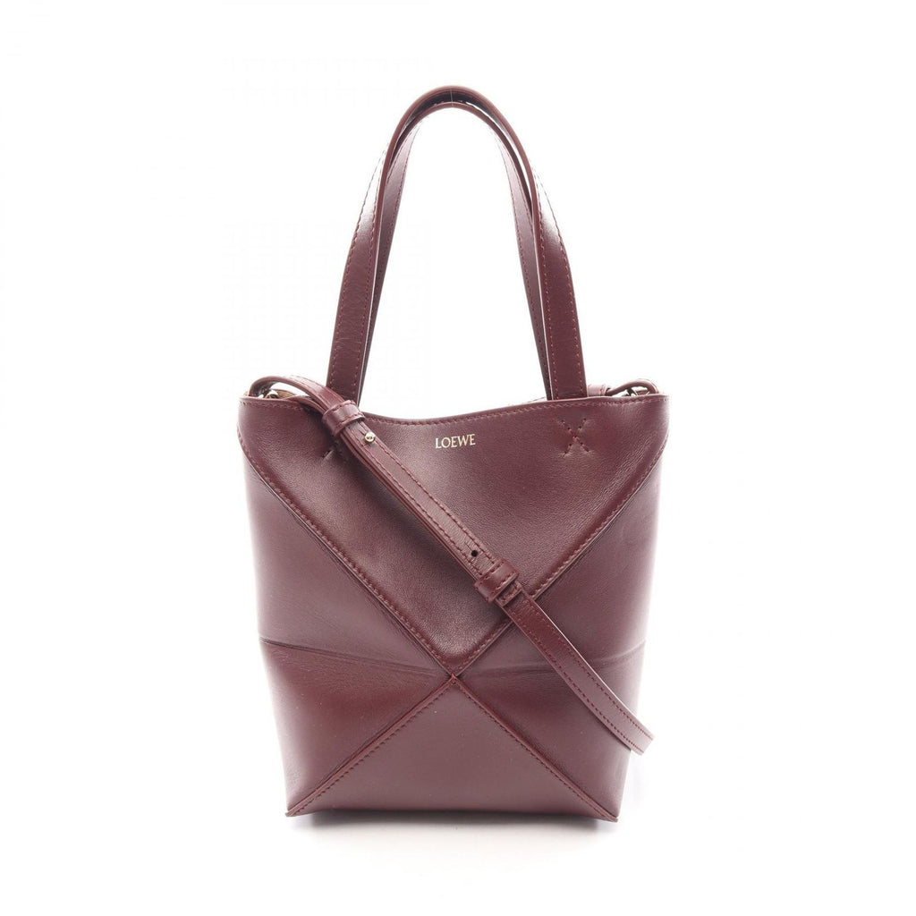 Loewe Handbag Puzzle Fold Tote Mini 2-Way Bordeaux Leather