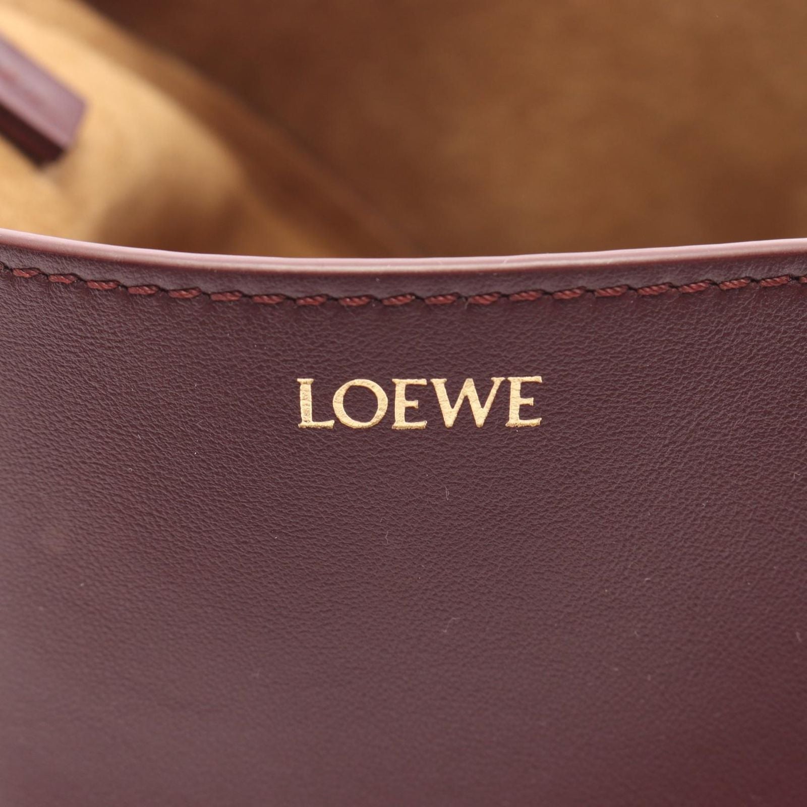 Loewe Handbag Puzzle Fold Tote Mini 2-Way Bordeaux Leather — view 4