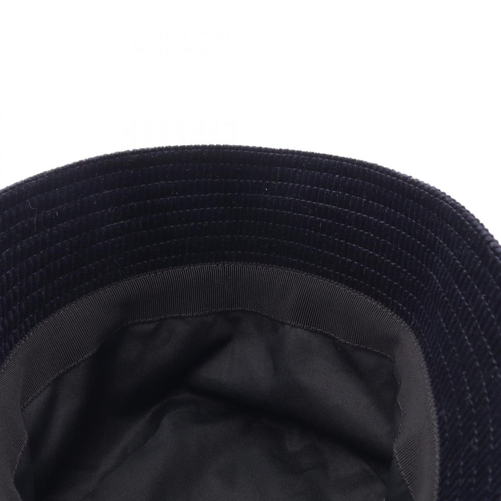 Prada Hat Triangle Plate Corduroy Bucket Navy — view 7