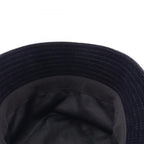 Prada Hat Triangle Plate Corduroy Bucket Navy — view 7