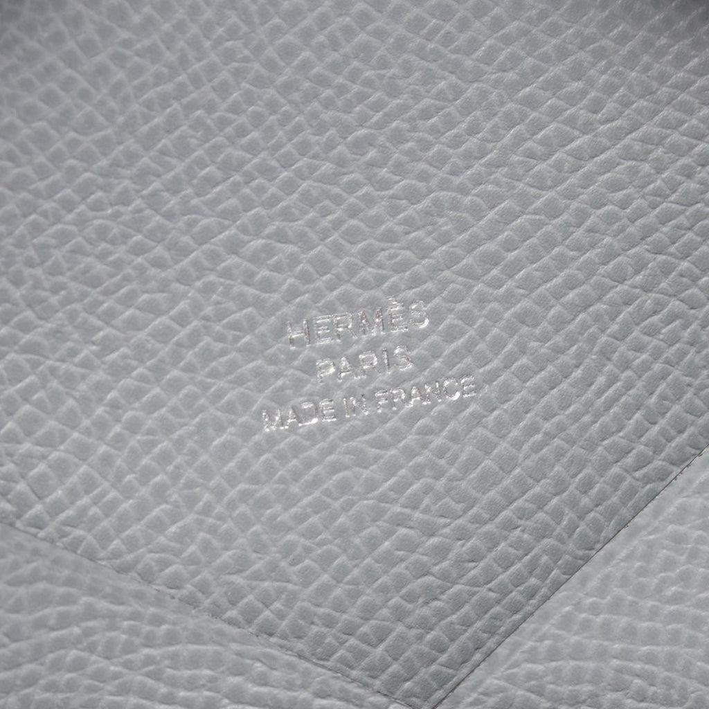 Hermes Coin Case Calvi Gris Perle Leather — view 5