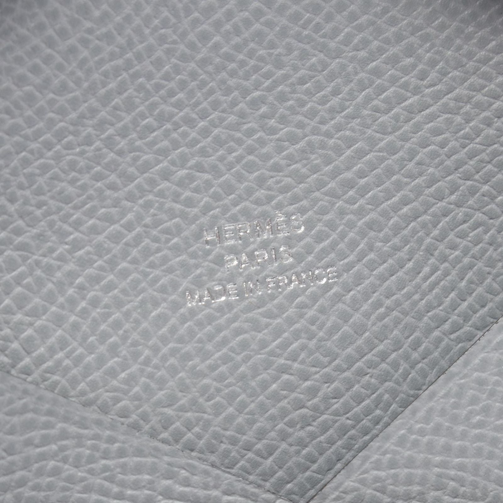 Hermes Coin Case Calvi Gris Perle Leather — view 5