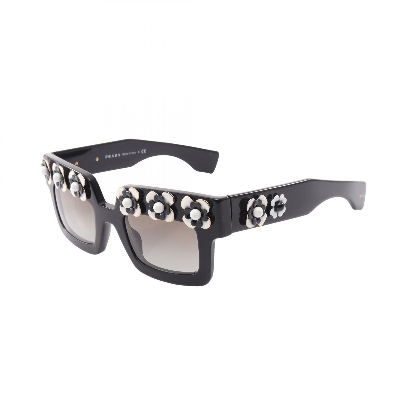 Prada Sunglasses Gradient Lens Flower Black Eyewear — view 2