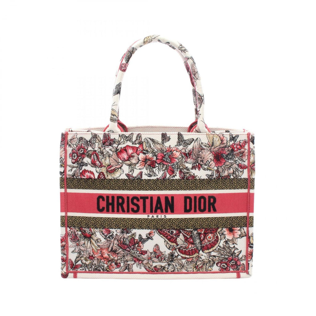 Dior Tote Book Pink White Multi Canvas Butterfly Flower