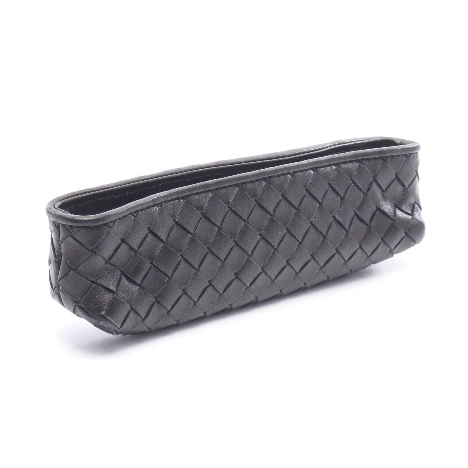 Bottega Veneta Pencil Case Intrecciato Black Lambskin — view 2