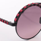 Chanel Sunglasses CC Logo Gradient Lens Round Leather Eyewear — view 7